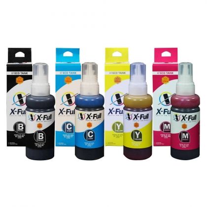 Kit 4 Cores Tinta Corante X-Full 664 Compatível para Epson Ecotank L365 L375 L395 L475 L575 L800 L1300 4x100ml