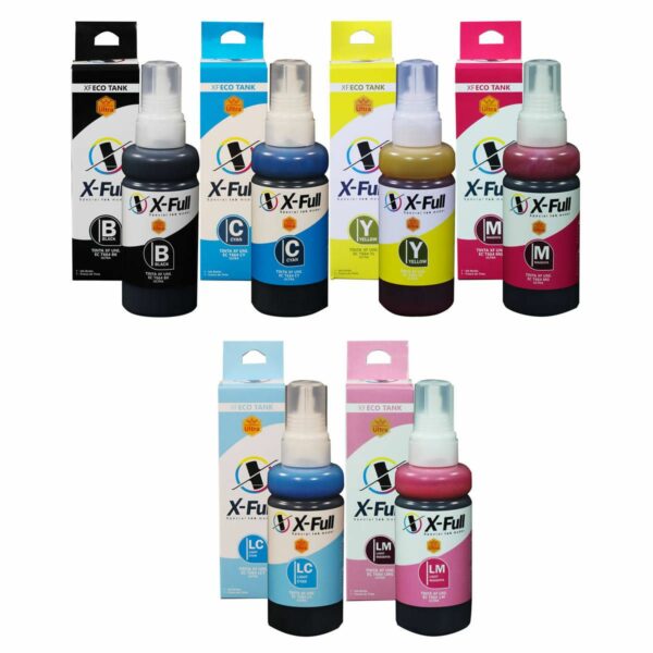 Kit 6 Cores Tinta Corante X-Full 664 / 663 Compatível para Epson Ecotank L800 L805 L810 L850 L1800 6x100ml