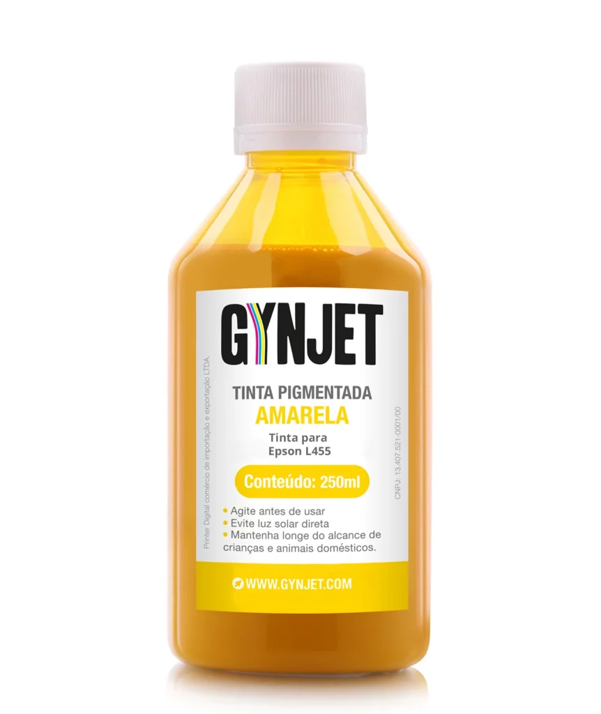 Tinta L455 Pigmentada Amarela 250 ml Epson - Gynjet Goiânia
