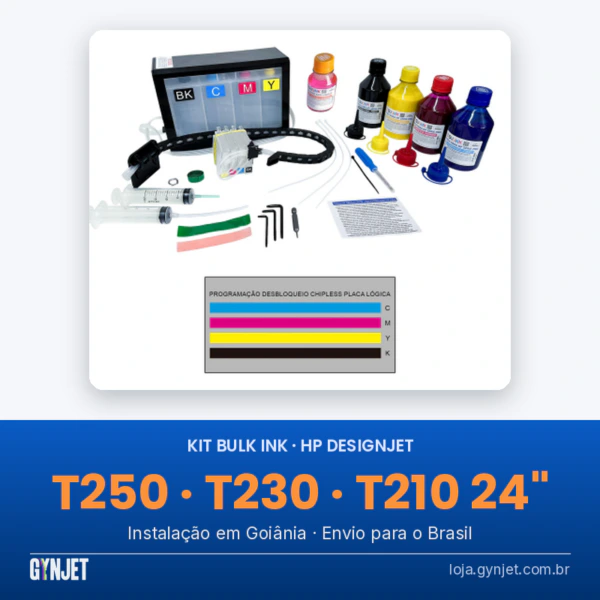 Kit bulk ink HP DesignJet T250/T230/T210 24″ — GYNJET