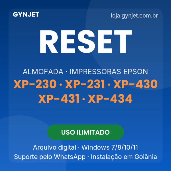 Reset de almofadas Epson XP-230 XP-231 XP-430 XP-431 XP-434 — GYNJET