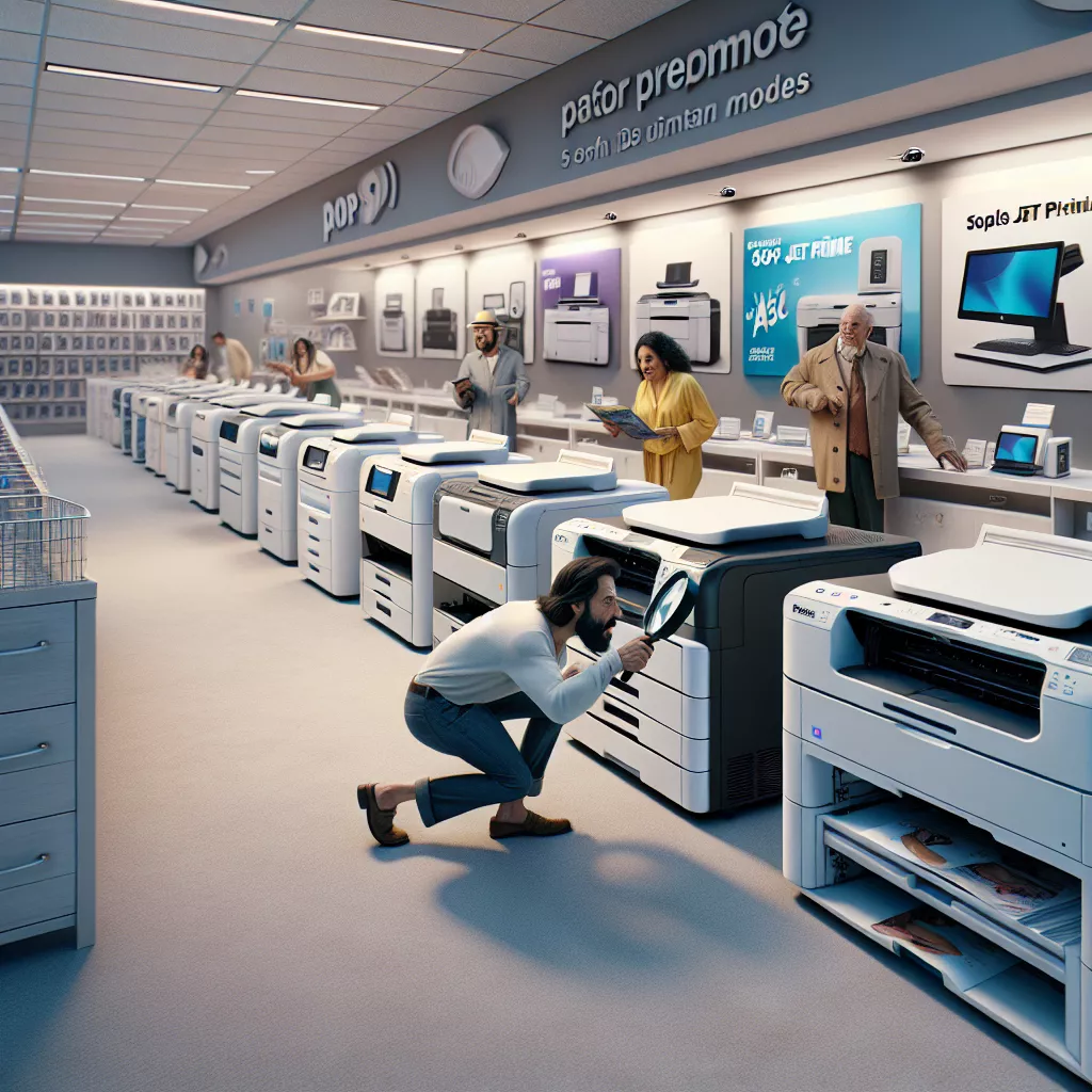A detailed visual of different DTF printers available in Goiânia, highlighting models like Jet Prime, pro models, and A3 Oven inside shops such as Comercial Mix Silk & Sign and Formato Soluções Digitais.