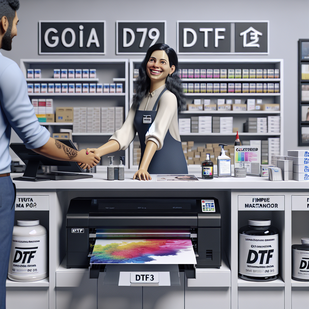 Produtos DTF: filme PET, tintas CMYK + branco, pó de poliamida para estamparia