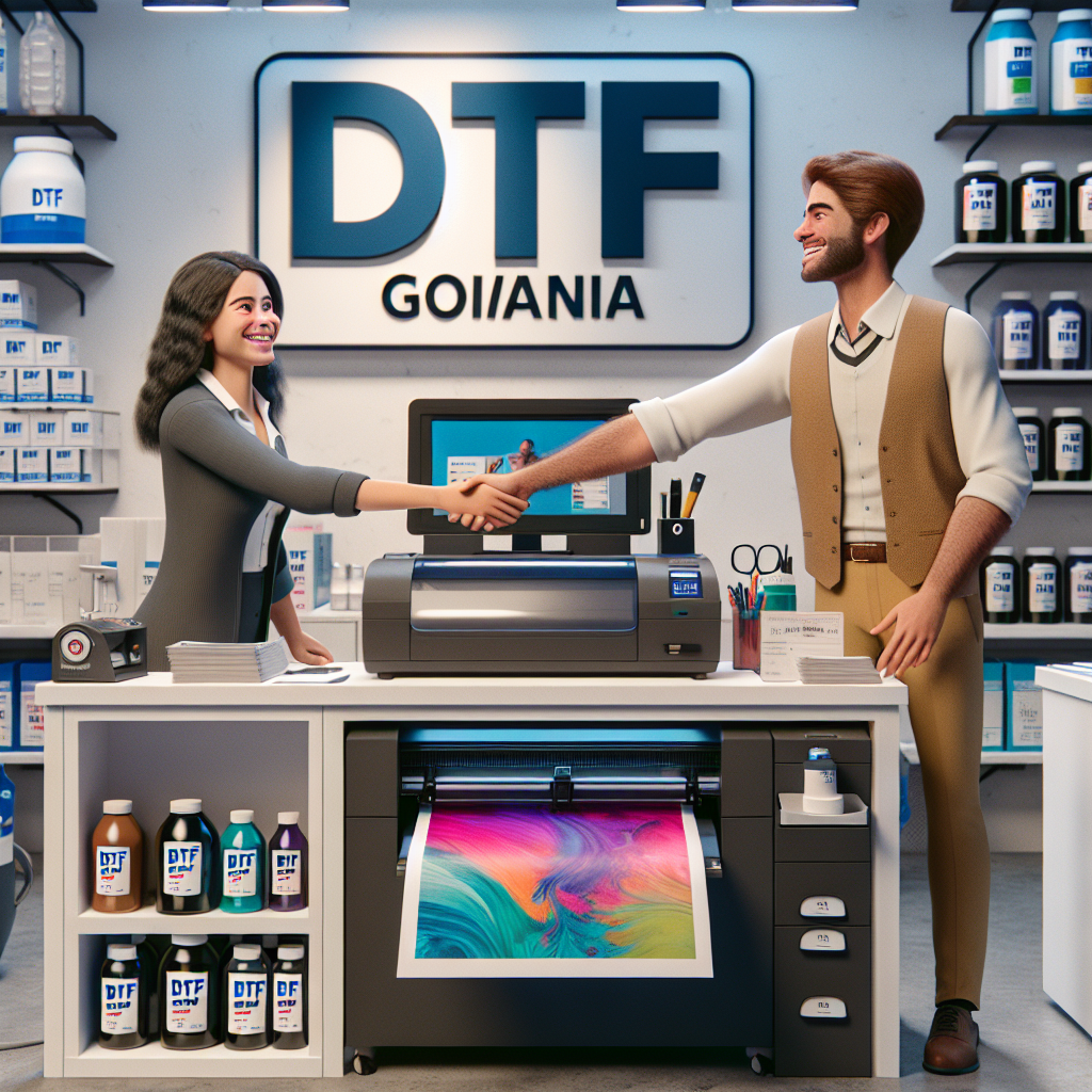 Imagem de uma impressora Epson adaptada para DTF, mostrando detalhes do equipamento e kit de adaptação, ilustrando a transformação da Epson para impressão em filme com tinta branca.