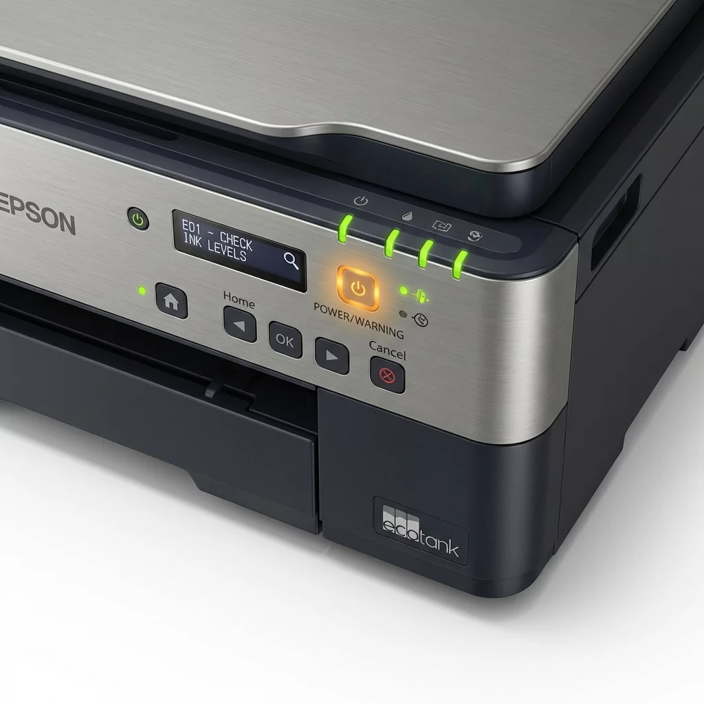 Painel de controle Epson com luzes LED indicadoras
