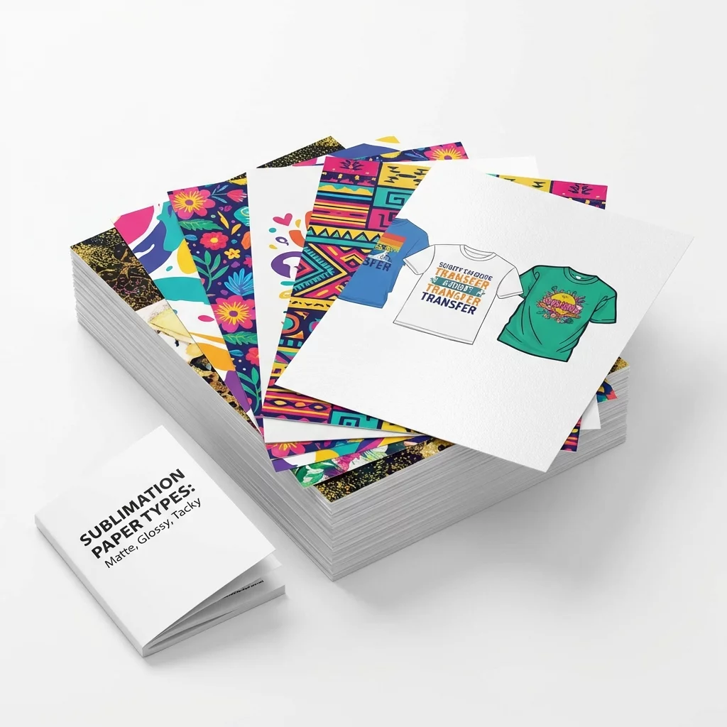 Diferentes tipos de papel sublimatico com estampas coloridas