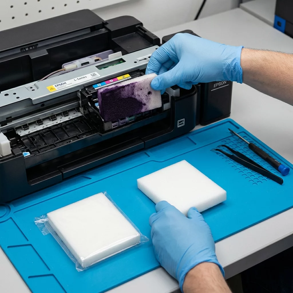 Troca de almofadas de absorção de tinta Epson