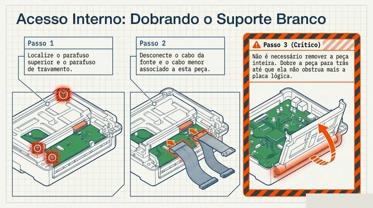 Reset Epson WF-C5390 — Acesso Interno — Dobrando o Suporte Branco (Manual Gynjet)