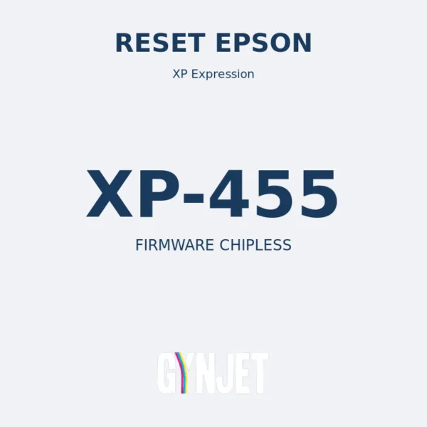 Reset Epson XP-455 - Chave Firmware ChipLess - Gynjet