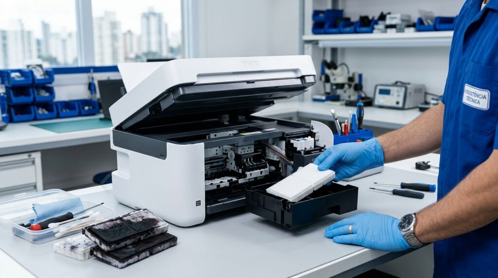 Erro almofada de tinta impressora Epson — solução Goiânia