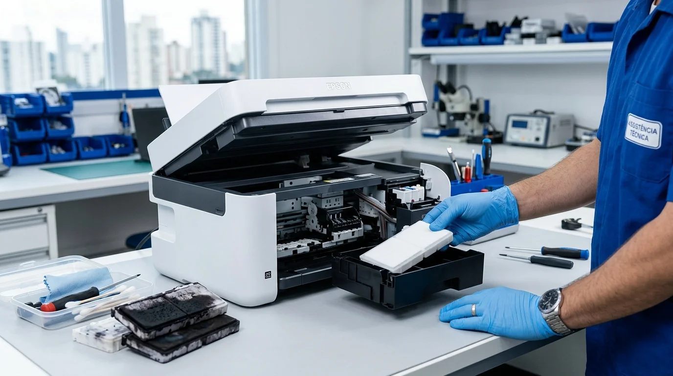 Erro almofada de tinta impressora Epson — solução Goiânia