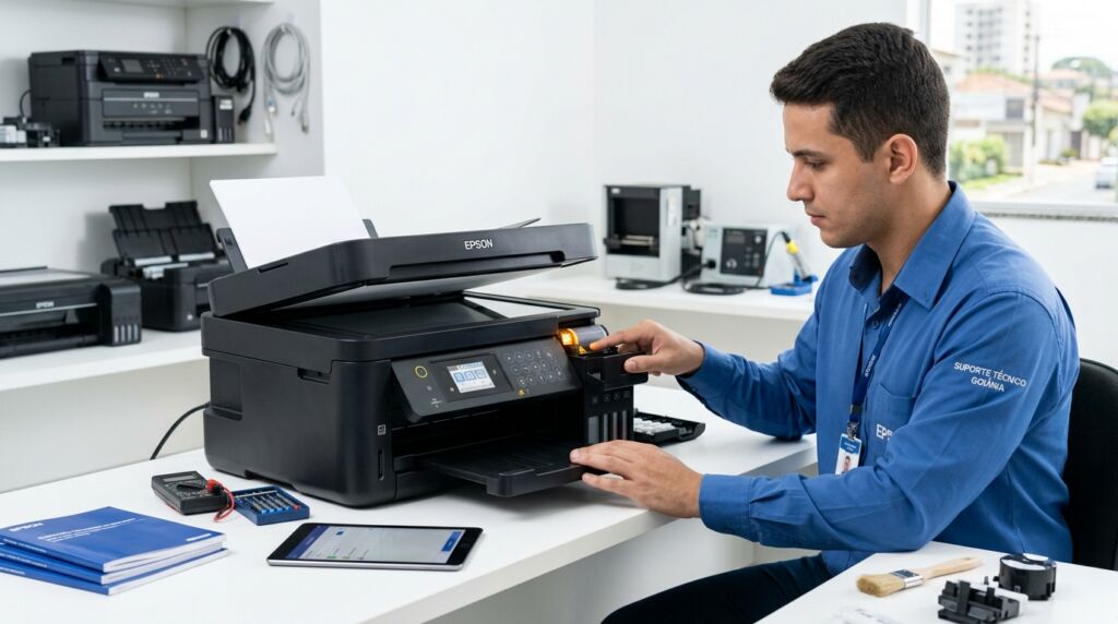 Erro crítico: impressora Epson piscando? Solução em Goiânia