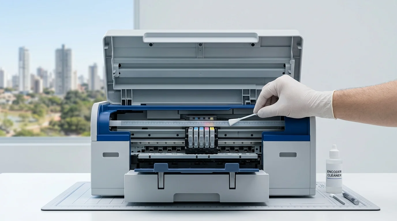 Limpeza da fita encoder na impressora Epson — Goiânia