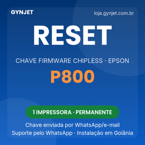 Reset Epson P800 chave firmware ChipLess — GYNJET