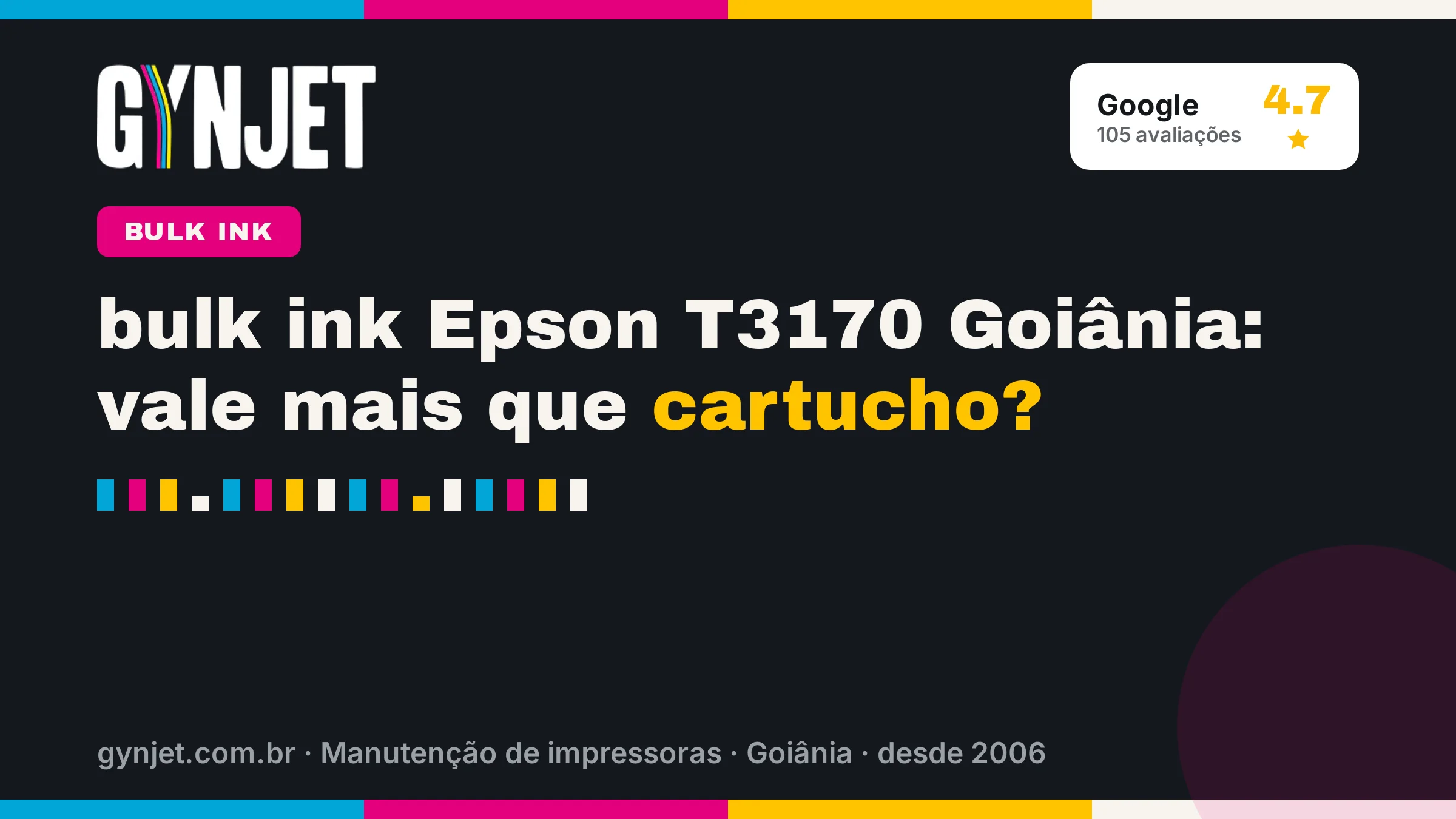 bulk ink Epson T3170 Goiânia: vale mais que cartucho?