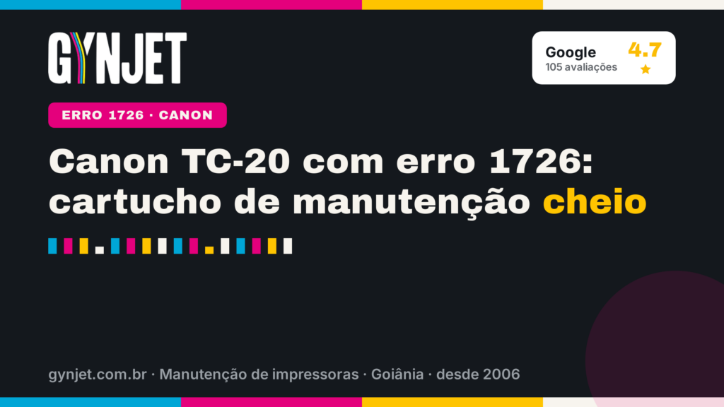 Canon TC-20 com erro 1726: cartucho de manutenção cheio