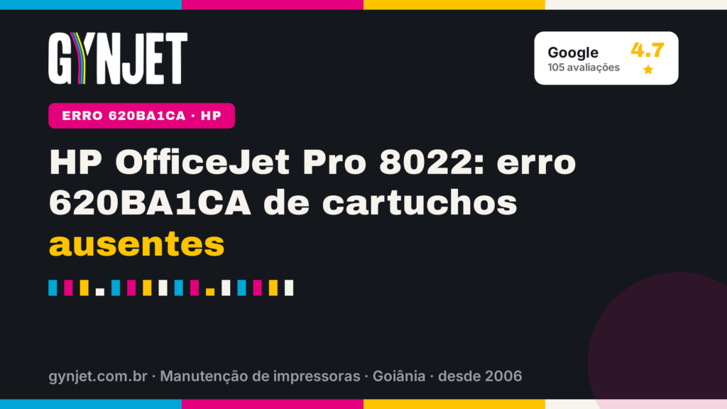 HP OfficeJet Pro 8022: erro 620BA1CA de cartuchos ausentes