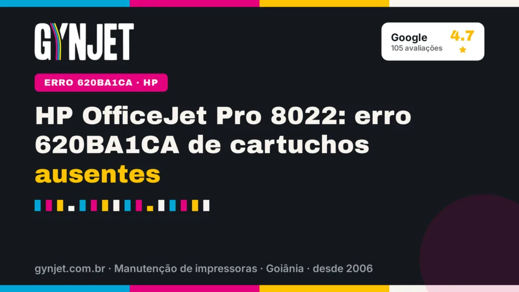 HP OfficeJet Pro 8022: erro 620BA1CA de cartuchos ausentes