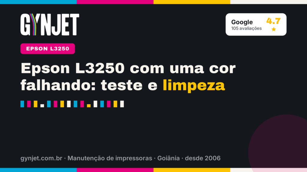 Epson L3250 com uma cor falhando: teste e limpeza