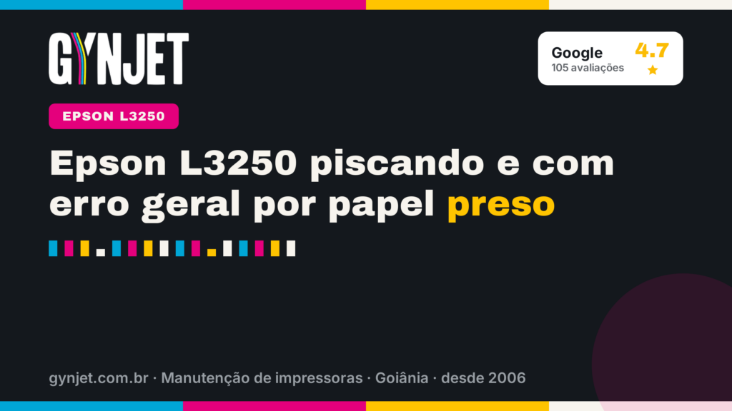 Epson L3250 piscando e com erro geral por papel preso